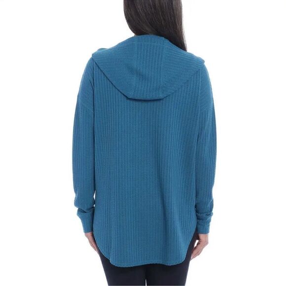 Chaser- Ladies' Waffle Knit Thermal Hoodie Sea Foam, Size Large - Picture 11 of 13